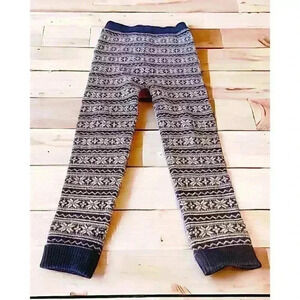 Fair Isle Thick Sweater Pants Nordic Blue M Snowflake Design
